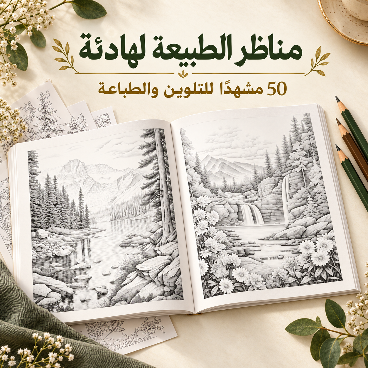 كتاب تلوين مناظر طبيعية