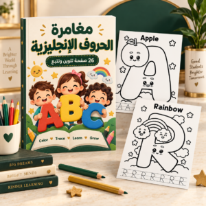 مغامرة الحروف الإنجليزية – كتاب تلوين وتتبع من A إلى Z